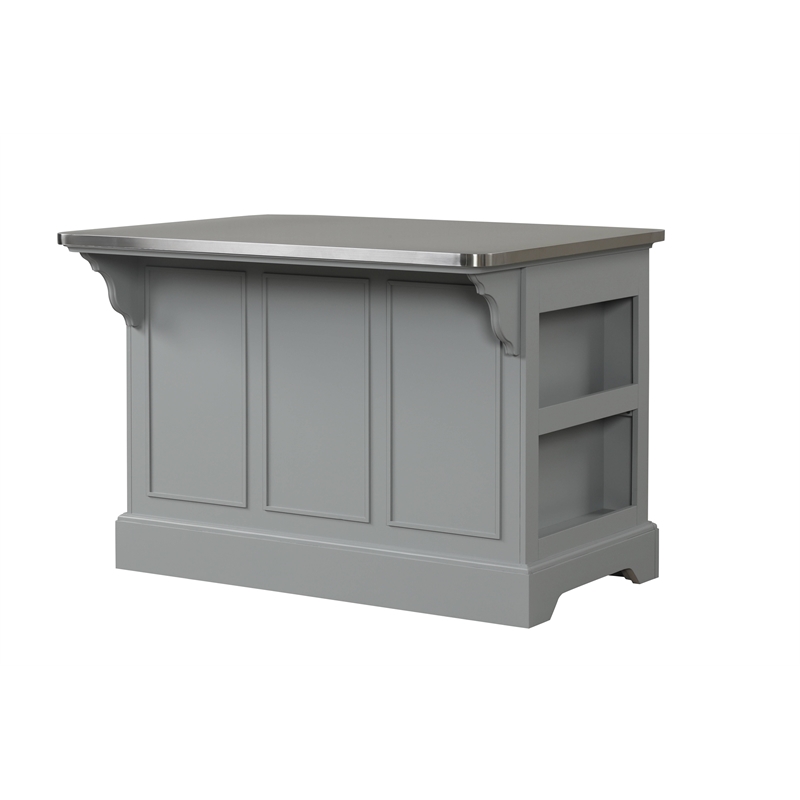 Bowery Hill Urrur Kitchen Island with Gray Base and Stainless Steel Top