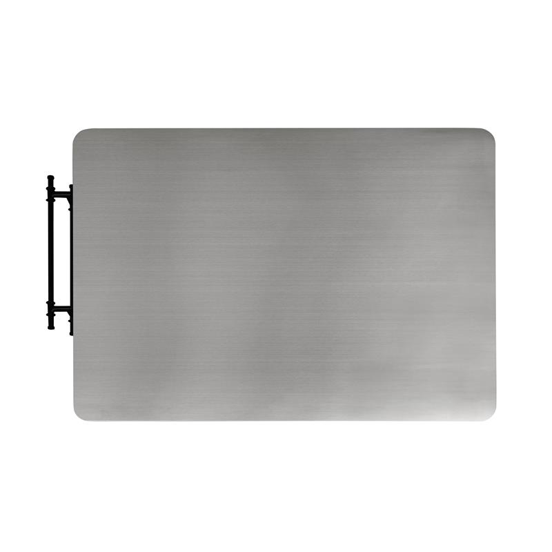Bowery Hill Urrur Kitchen Island with Gray Base and Stainless Steel Top