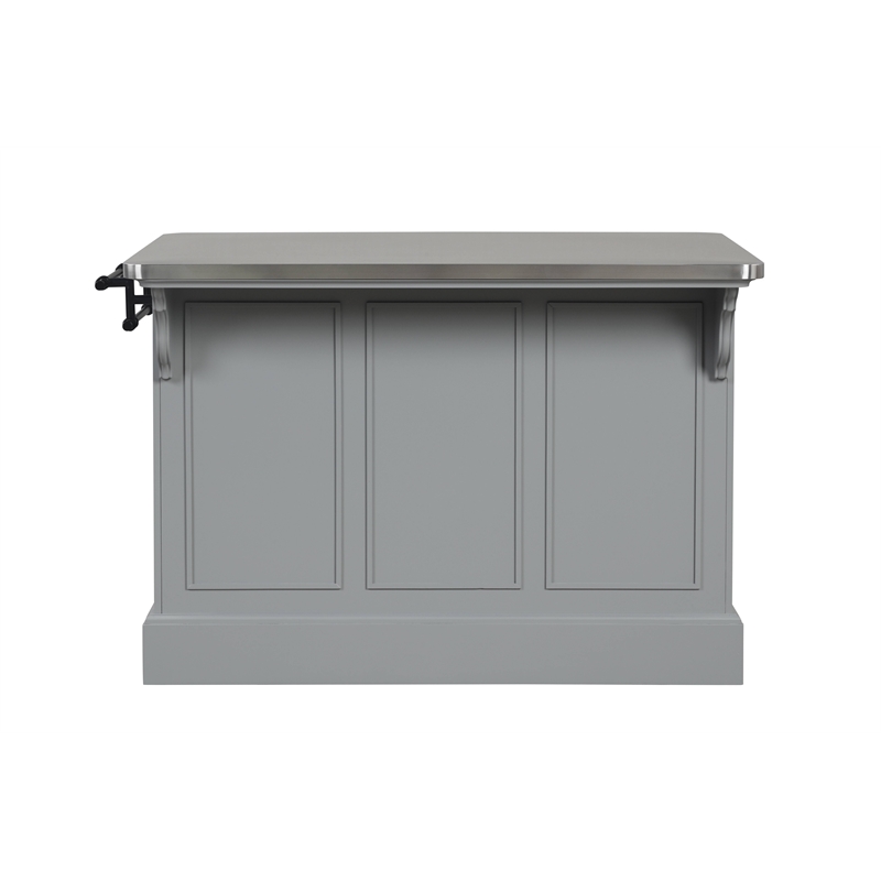 Bowery Hill Urrur Kitchen Island with Gray Base and Stainless Steel Top