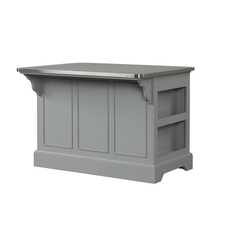 Bowery Hill Urrur Kitchen Island with Gray Base and Stainless Steel Top