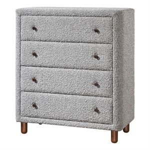 Bowery Hill Contemporary Boucle Fabric 4-Drawer Chest in Gray