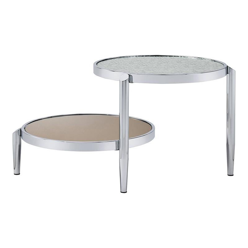 Bowery Hill Round Glass Coffee Table with Chrome Frame