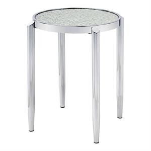 Bowery Hill Round Glass End Table with Chrome Frame