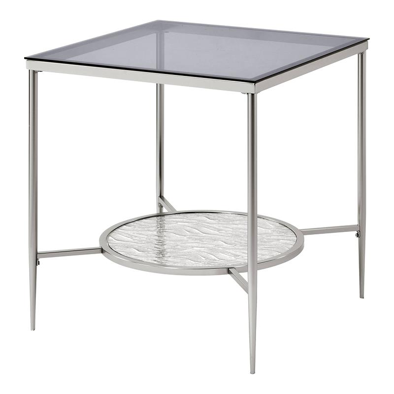 Bowery Hill Square End Table in Glass and Chrome