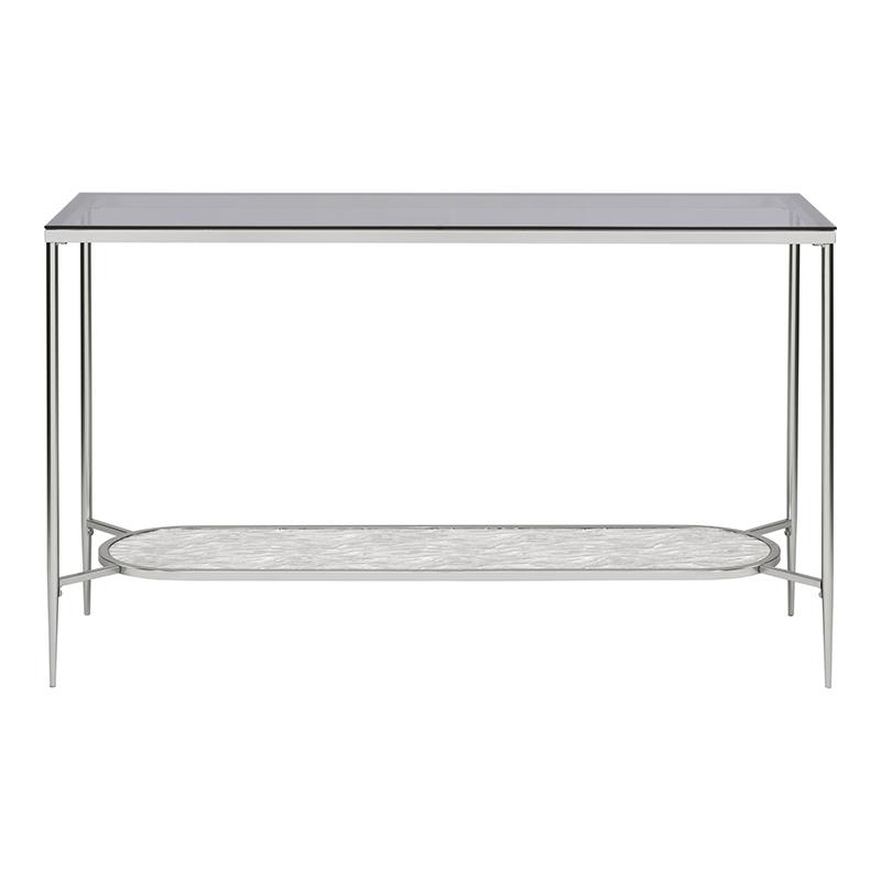 Bowery Hill Glass Sofa Table with Chrome Finish