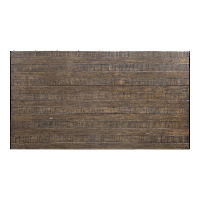 Bowery Hill Wooden Dining Table with Double Pedestal Base in Weathered Cherry