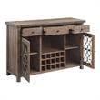 Bowery Hill Wooden Dining Server with Wine Rack in Weathered Cherry