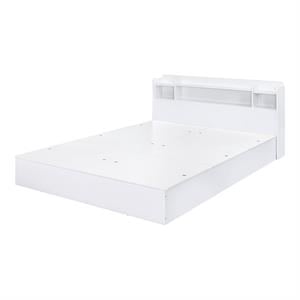 Bowery Hill Wood Queen Platform Bed with Storage Headboard in White
