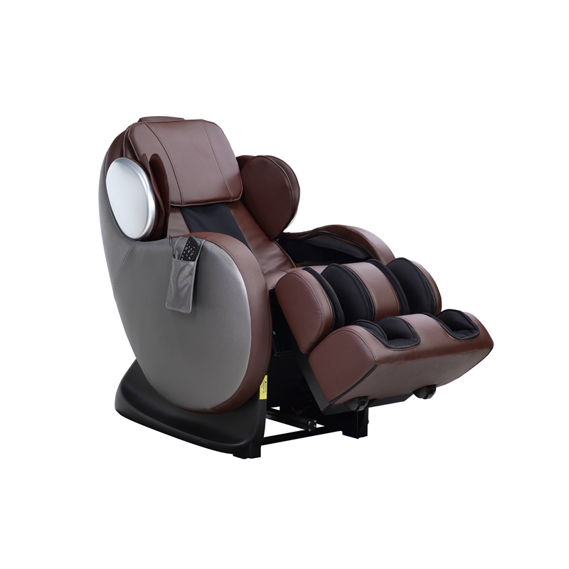 Bowery Hill Massage Chair in Chocolate Faux Leather with Zero Gravity Recline