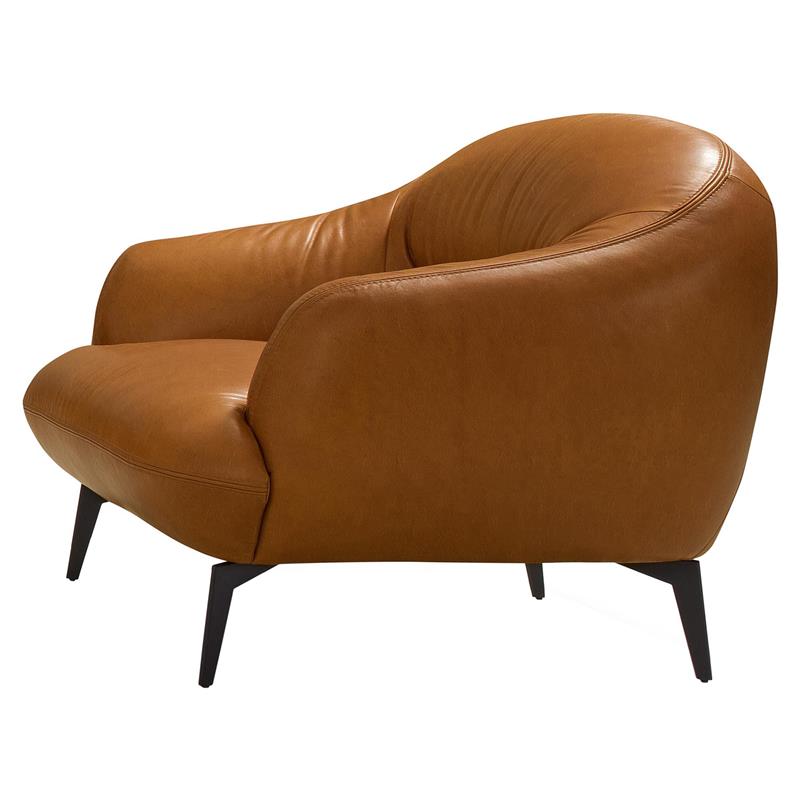Bowery Hill Upholstery Chair with Sloped Arms in Cognac Brown Leather