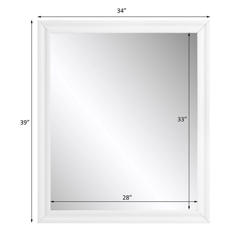 Bowery Hill Rectangle Wooden Frame Mirror in White High Gloss