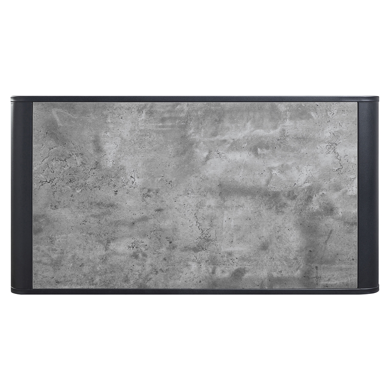 Bowery Hill Wooden Coffee Table in Concrete Gray and Black Metal Frame