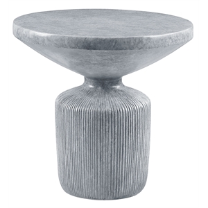 Bowery Hill Cement End Table with Round Top in Weathered Gray Finish