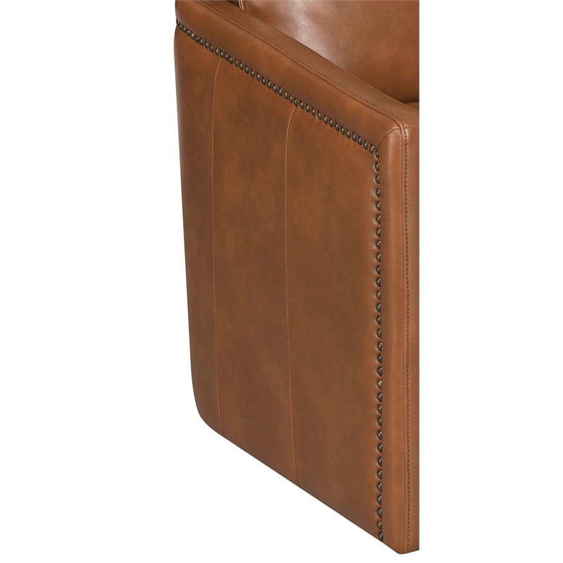 Bowery Hill Wooden Upholstered Accent Chair with Swivel and Leather Aire