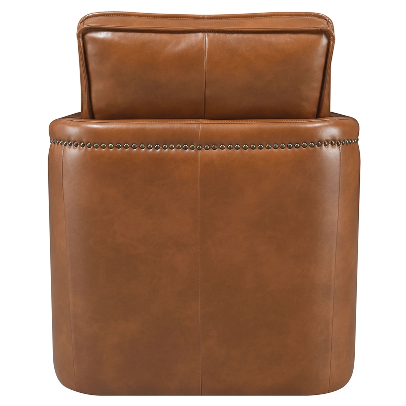Bowery Hill Wooden Upholstered Accent Chair with Swivel and Leather Aire