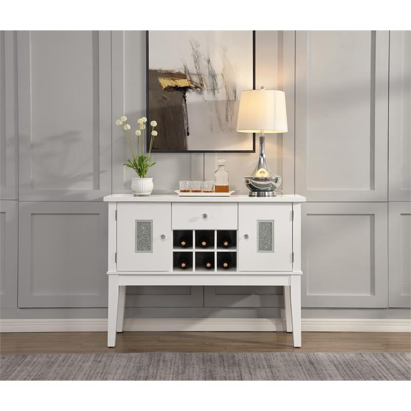 Bowery Hill Wooden Storage Server in Gray and White High Gloss