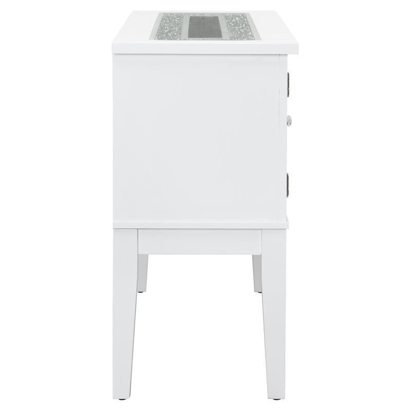 Bowery Hill Wooden Storage Server in Gray and White High Gloss