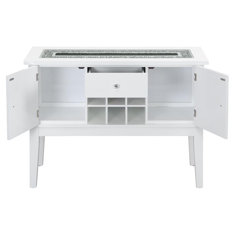 Bowery Hill Wooden Storage Server in Gray and White High Gloss