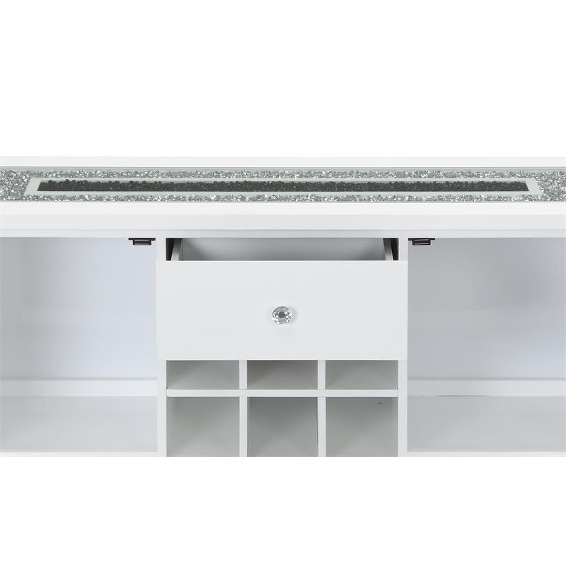 Bowery Hill Wooden Storage Server in Gray and White High Gloss