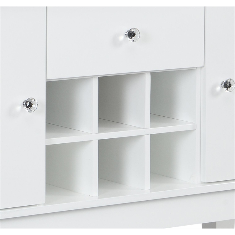 Bowery Hill Wooden Storage Server in Gray and White High Gloss