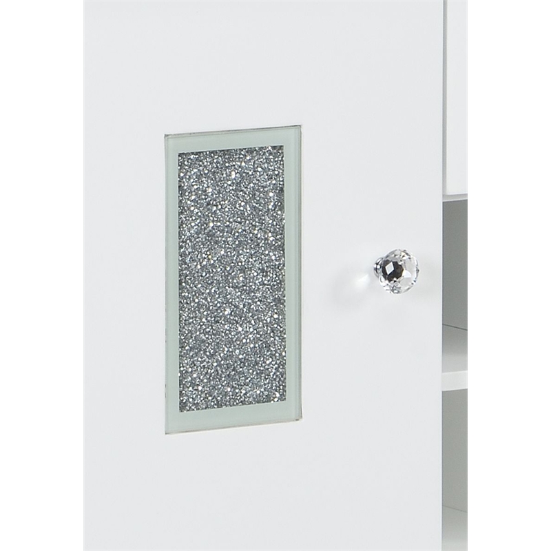 Bowery Hill Wooden Storage Server in Gray and White High Gloss
