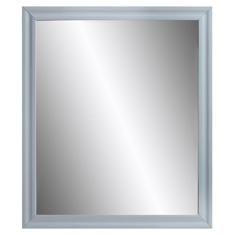 Bowery Hill Rectangle Wooden Frame Mirror in Gray High Gloss