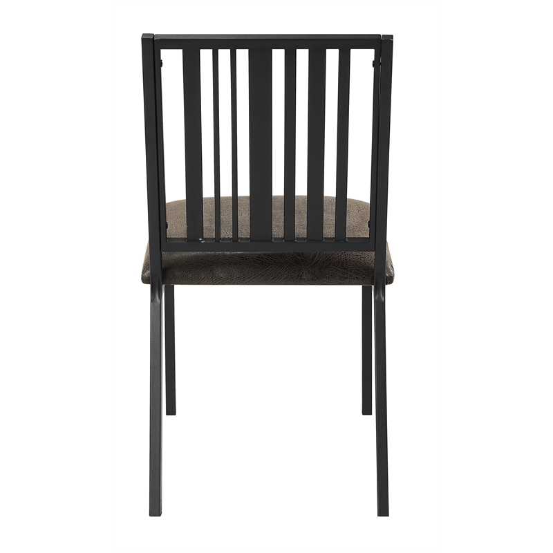 Bowery Hill Set of 2 Faux Leather Side Chairs in Brown and Black