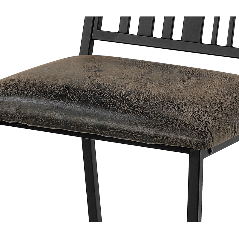 Bowery Hill Set of 2 Faux Leather Side Chairs in Brown and Black