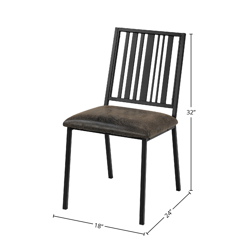 Bowery Hill Set of 2 Faux Leather Side Chairs in Brown and Black