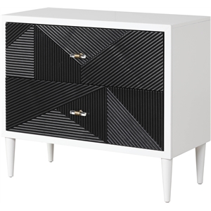 Bowery Hill 2-Drawer Wooden Accent Table in White and Black Finish