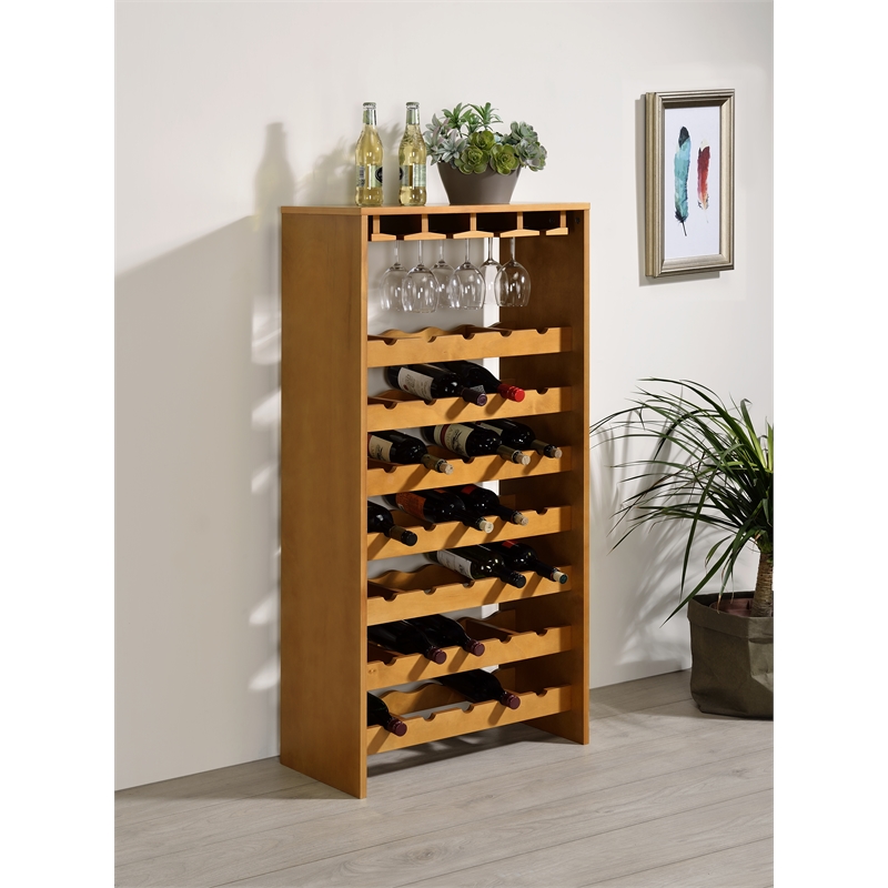 Bowery Hill Wine Cabinet with 35-Bottle Rack in Wood Oak Finish