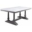 Bowery Hill Rectangular Marble Top Trestle Dining Table in White