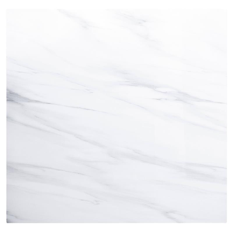 Bowery Hill Square Dining Table with Marble Top in White and Gray Oak