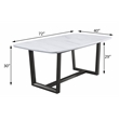 Bowery Hill Rectangular Dining Table with Marble Top in White and Gray Oak