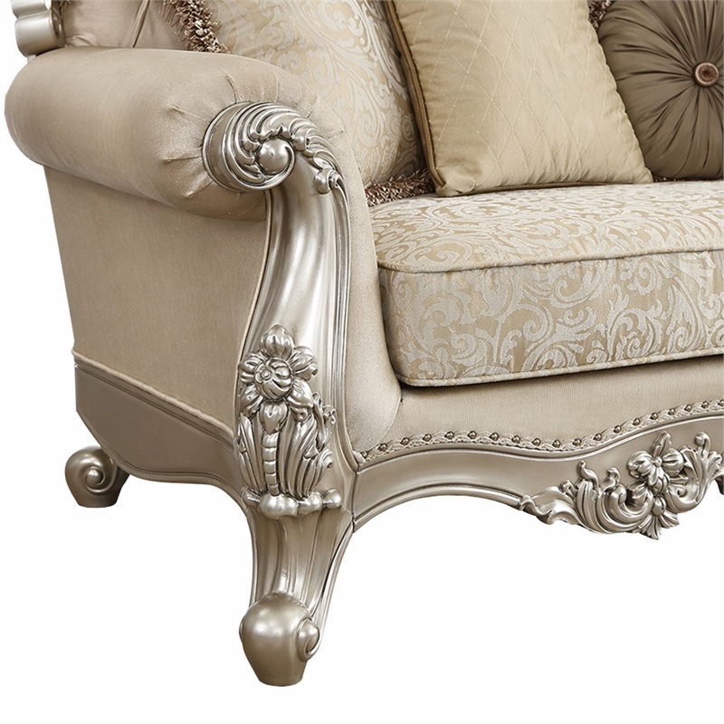 Bowery Hill Tufted Sofa with Wingback Design in Champagne Gold Fabric