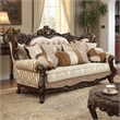 Bowery Hill Fabric Tufted Sofa with Wingback Design in Walnut Finish