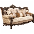Bowery Hill Fabric Tufted Sofa with Wingback Design in Walnut Finish