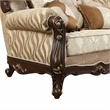 Bowery Hill Fabric Tufted Sofa with Wingback Design in Walnut Finish