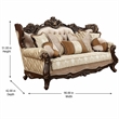 Bowery Hill Fabric Tufted Sofa with Wingback Design in Walnut Finish