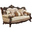 Bowery Hill Fabric Tufted Sofa with Wingback Design in Walnut Finish