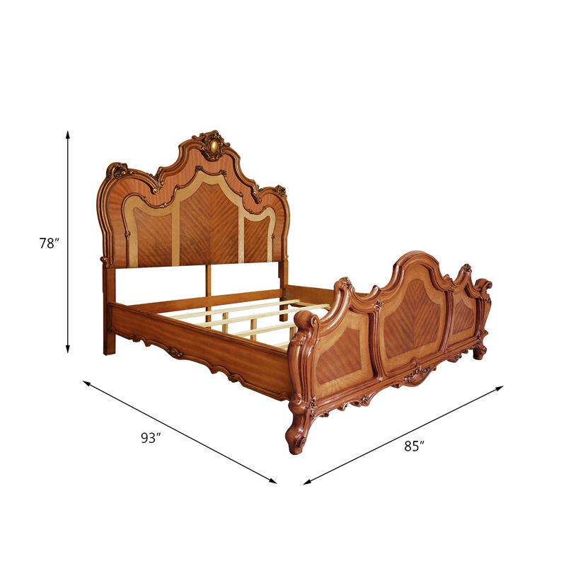 Bowery Hill California King Bed in Honey Oak Finish with Wood Panels