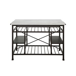 Bowery Hill Lanzo Kitchen Island with Marble Top in Gunmetal