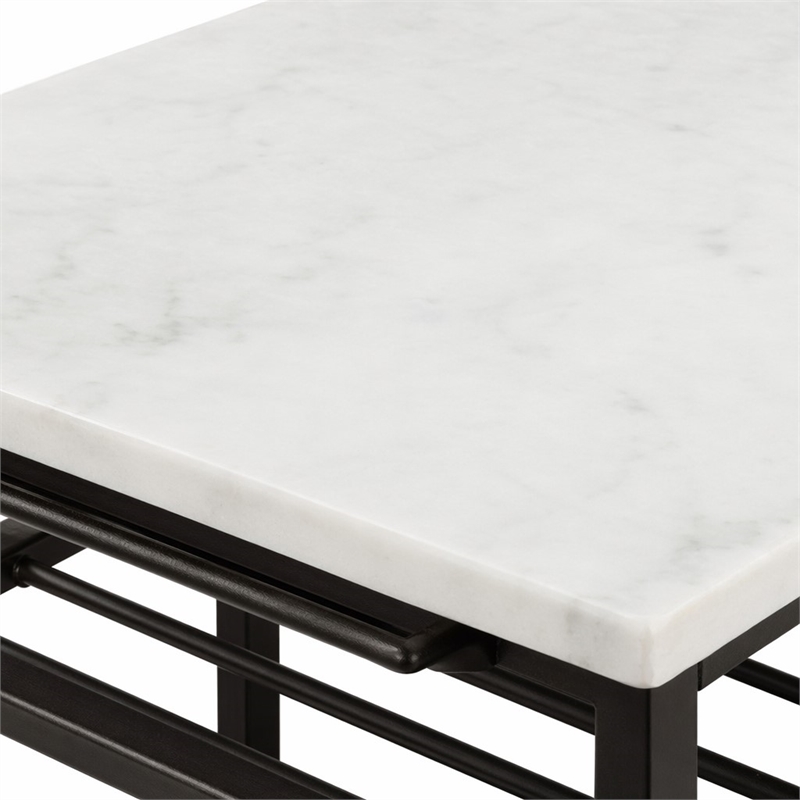 Bowery Hill Lanzo Kitchen Island with Marble Top in Gunmetal