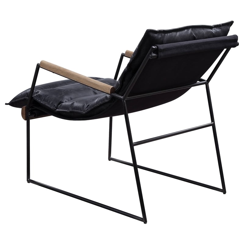 Bowery Hill Leather Upholstered Accent Chair in Distress Espresso