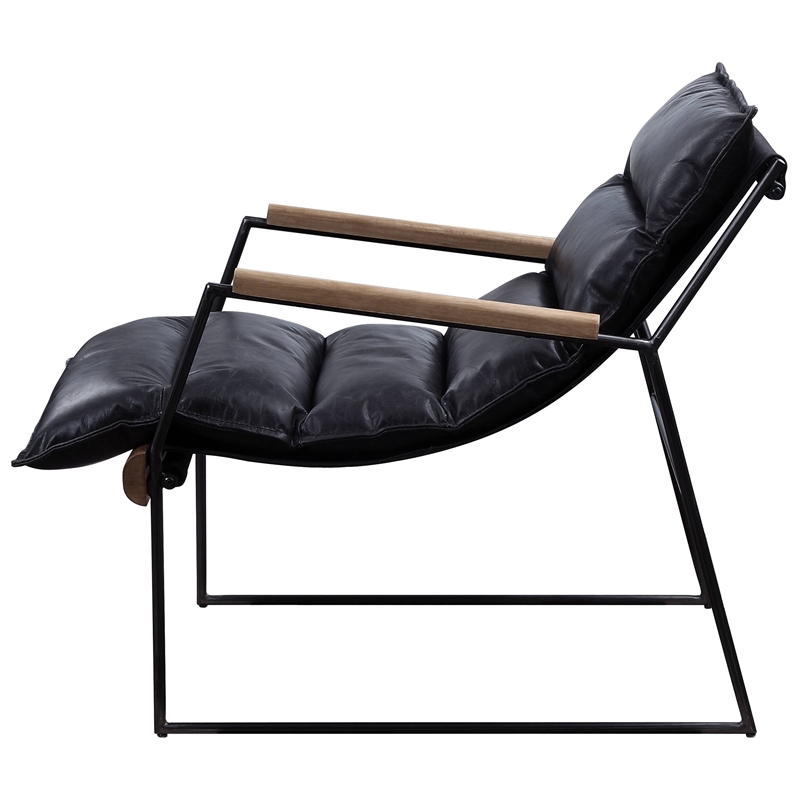 Bowery Hill Leather Upholstered Accent Chair in Distress Espresso