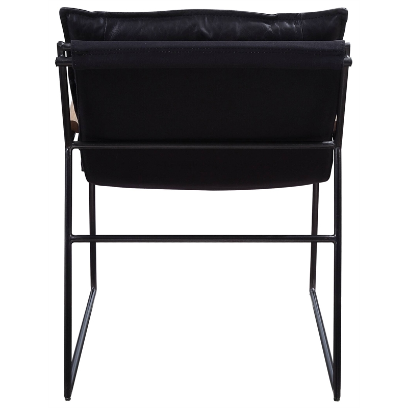 Bowery Hill Leather Upholstered Accent Chair in Distress Espresso