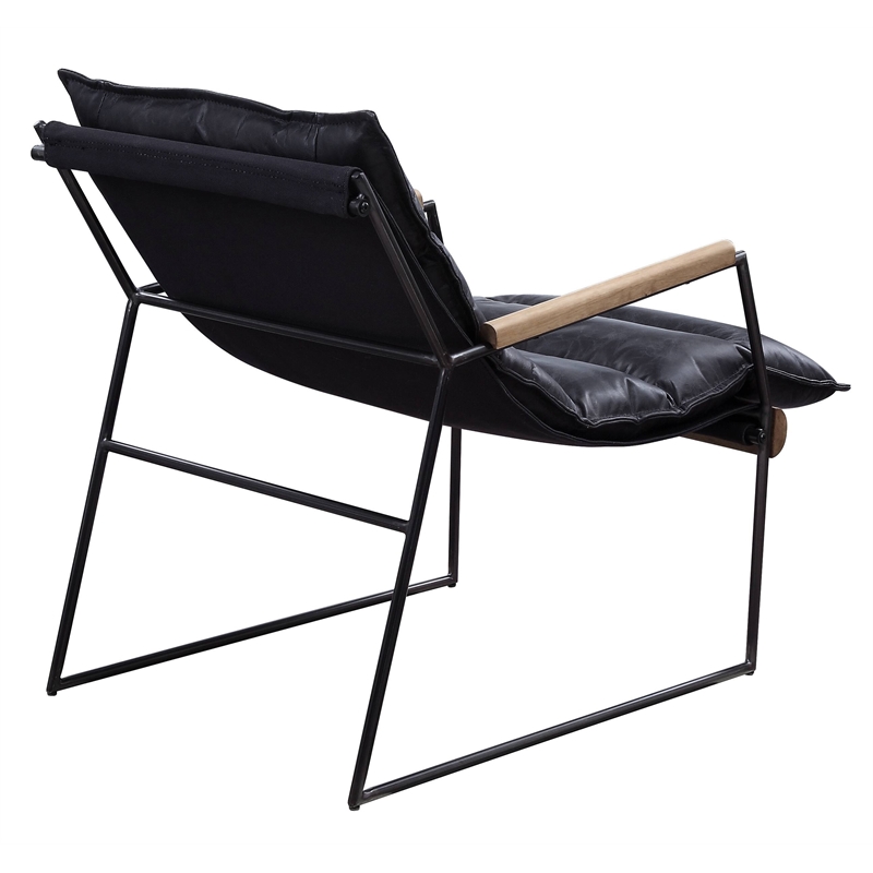 Bowery Hill Leather Upholstered Accent Chair in Distress Espresso