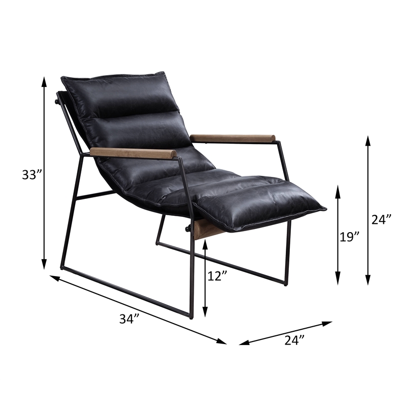 Bowery Hill Leather Upholstered Accent Chair in Distress Espresso