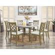 Bowery Hill Karsen Round Dining Table with Marble Top and Rustic Oak Base
