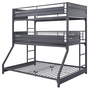Bowery Hill Twin Over Twin Over Full Metal Triple Bunk Bed in Gunmetal